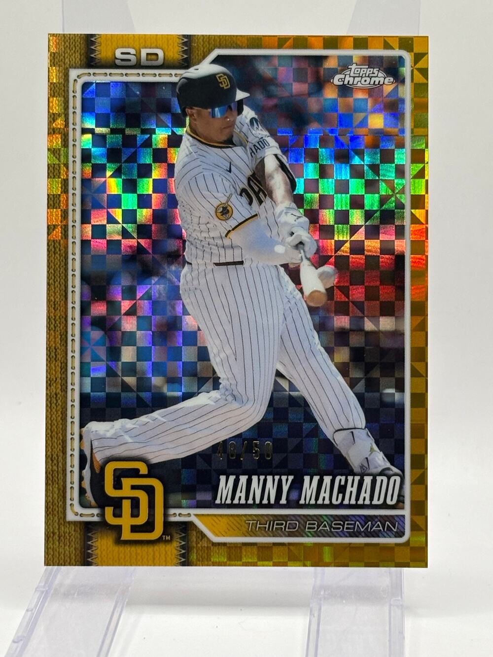 2026 Topps Chrome Manny Machado Gold X-Fractor 48/50 SP San Diego Padres